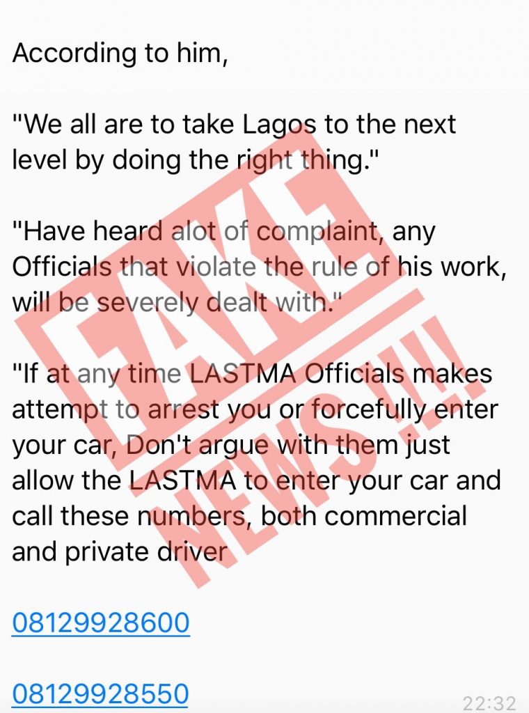 LASTMA fake news 2