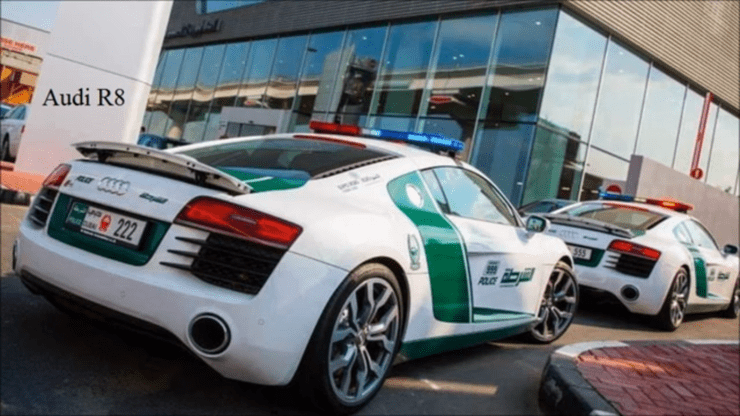 Fastest police cars in the world - Audi R8 - Dubai