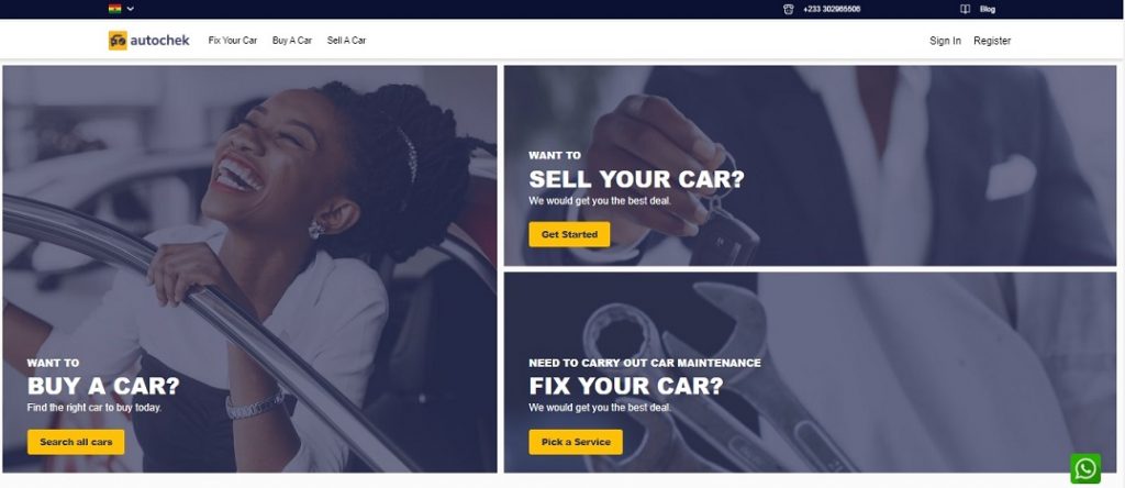 Screenshot - Autochek Ghana website